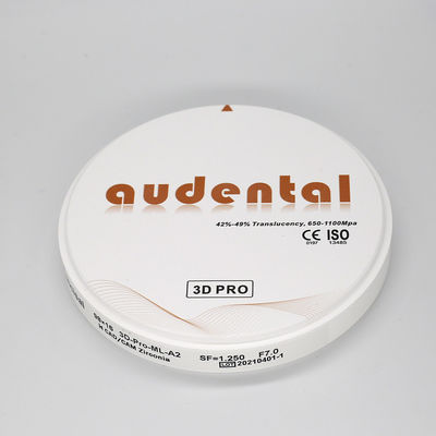 98mm Audental Zirconium Blocks Υψηλή αντοχή 650-1100Mpa Λευκό Zirconia Block για οδοντιατρικό εργαστήριο CAD CAM σύστημα αλεύρι